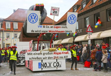 Donzdorf, Germany- March 03, 2019: traditional festive carnival procession
