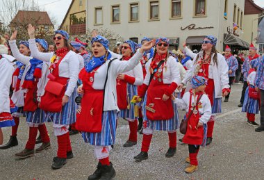 Donzdorf, Germany- March 03, 2019: traditional festive carnival procession