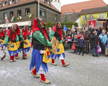 Donzdorf, Germany- March 03, 2019: traditional festive carnival procession