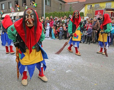 Donzdorf, Germany- March 03, 2019: traditional festive carnival processio