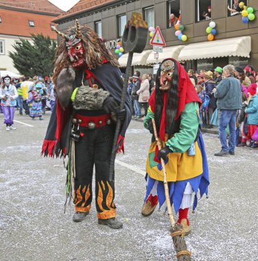 Donzdorf, Germany- March 03, 2019: traditional festive carnival procession