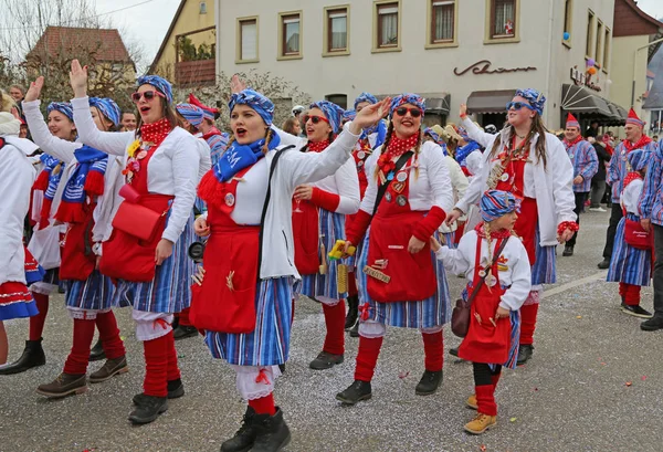 Donzdorf, Germany- March 03, 2019: traditional festive carnival procession