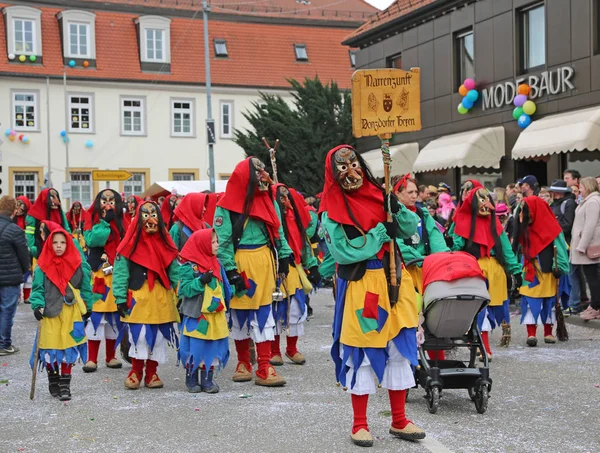 Donzdorf, Germany- March 03, 2019: traditional festive carnival procession