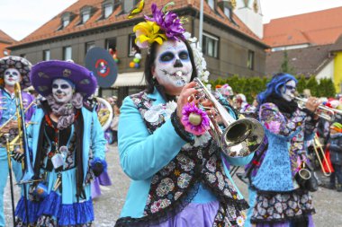 Donzdorf, Germany- March 03, 2019: traditional festive carnival procession