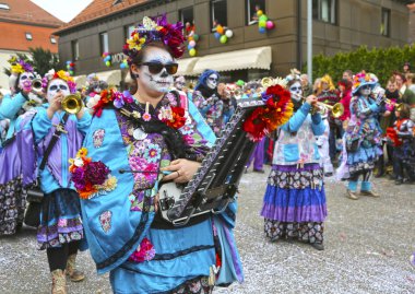 Donzdorf, Germany- March 03, 2019: traditional festive carnival procession
