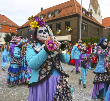Donzdorf, Germany- March 03, 2019: traditional festive carnival procession