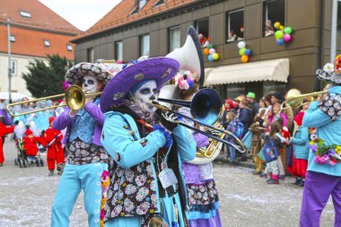 Donzdorf, Germany- March 03, 2019: traditional festive carnival procession