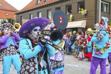 Donzdorf, Germany- March 03, 2019: traditional festive carnival procession
