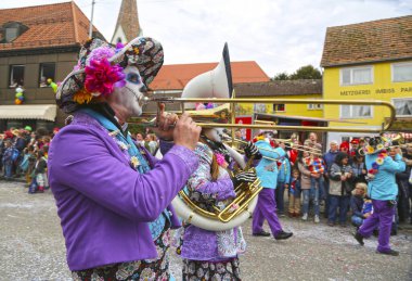 Donzdorf, Germany- March 03, 2019: traditional festive carnival procession