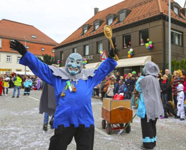 Donzdorf, Germany- March 03, 2019: traditional festive carnival procession