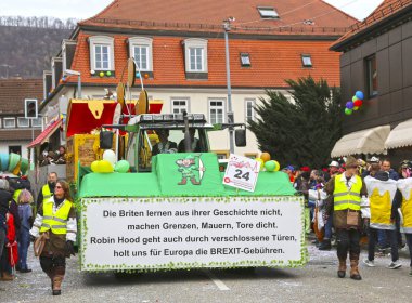 Donzdorf, Germany- March 03, 2019: traditional festive carnival procession