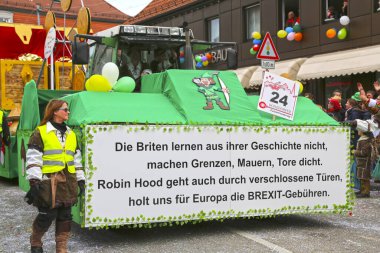 Donzdorf, Germany- March 03, 2019: traditional festive carnival procession