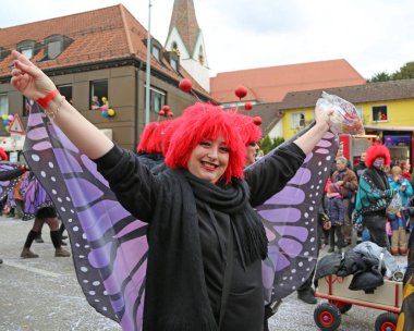 Donzdorf, Germany- March 03, 2019: traditional festive carnival procession