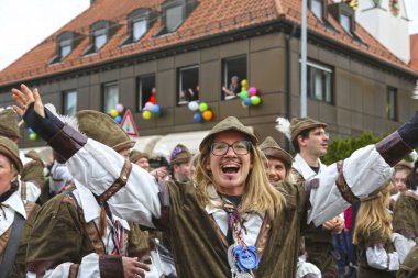 Donzdorf, Germany- March 03, 2019: traditional festive carnival procession