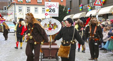 Donzdorf, Germany- March 03, 2019: traditional festive carnival procession