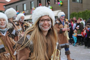 Donzdorf, Germany- March 03, 2019: traditional festive carnival procession