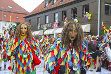 Donzdorf, Germany- March 03, 2019: traditional festive carnival procession