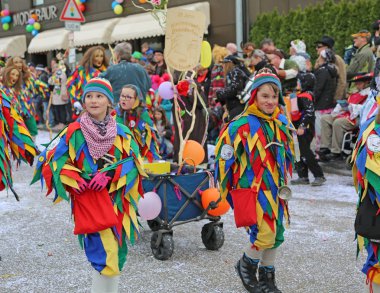 Donzdorf, Germany- March 03, 2019: traditional festive carnival procession