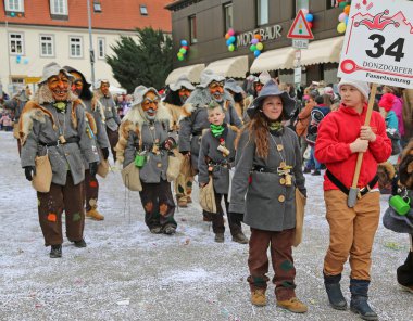 Donzdorf, Germany- March 03, 2019: traditional festive carnival procession