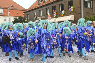 Donzdorf, Germany- March 03, 2019: traditional festive carnival procession