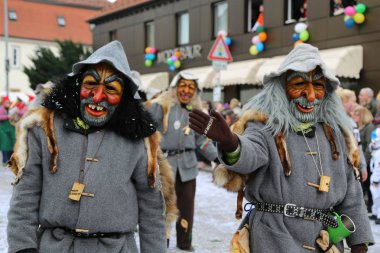 Donzdorf, Germany- March 03, 2019: traditional festive carnival procession