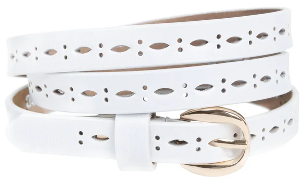 Cinturão Feminino Branco Torcido Isolado — Fotografia de Stock
