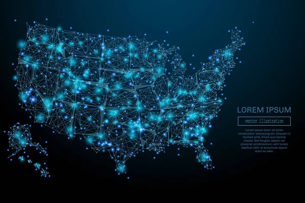USA Karte low-Poly blau — Stockvektor