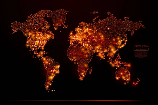 Mapa do mundo baixa chama poli —  Vetores de Stock