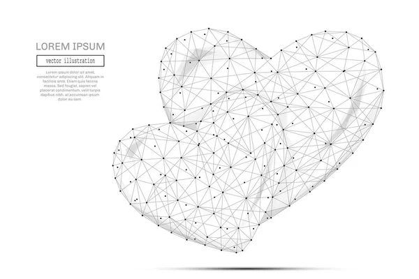 两颗心低聚灰 — 图库矢量图片