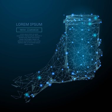 kahve düşük Poli mavi tutan el