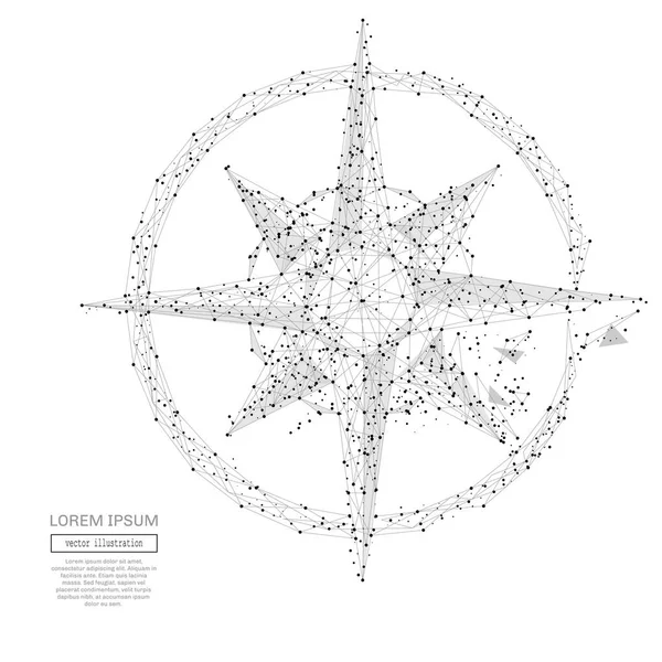 Compass rose low poly niebieski — Wektor stockowy