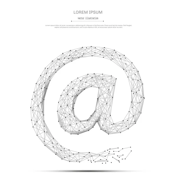 E-mail símbolo bajo poli gris sobre blanco — Archivo Imágenes Vectoriales