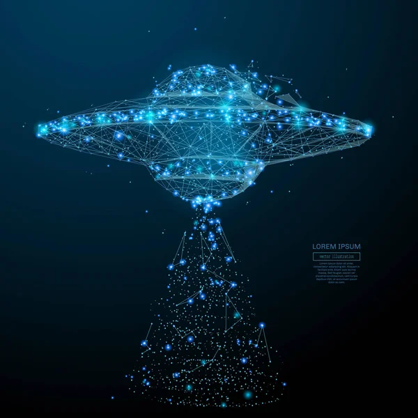 Vaisseau spatial ufo low poly blue — Image vectorielle