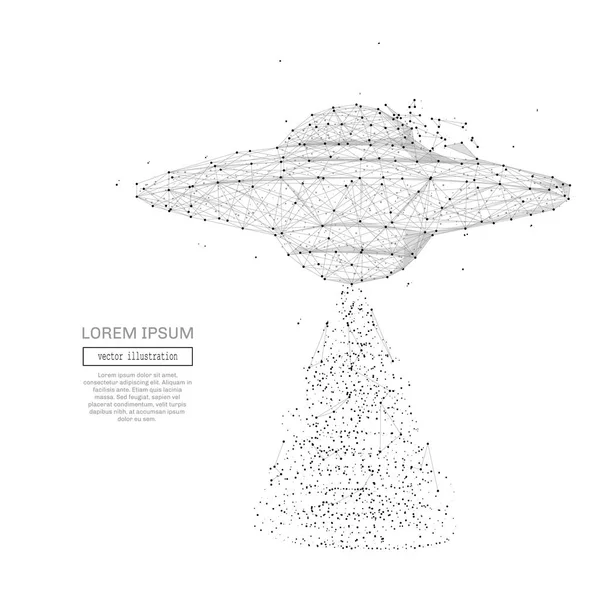 Ufo 飞船低聚灰色白色 — 图库矢量图片