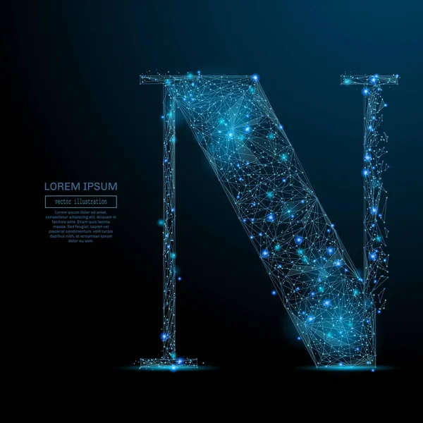 De letter N laag poly blauw — Stockvector