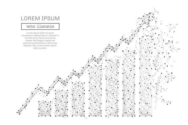 Tillväxt diagram låg poly blå — Stock vektor