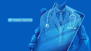 mobil doktor uygulaması mavi üzerine