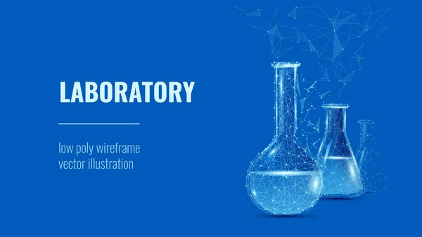 Laboratory concept low poly blue — Stock Vector