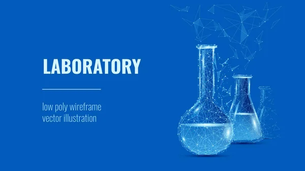 Laboratorní koncept low poly blue — Stockový vektor