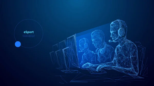 Cybersport low poly wireframe banner vector template