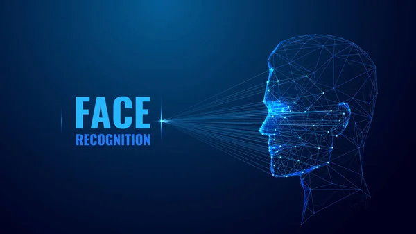 Face recognition low poly wireframe banner vector template