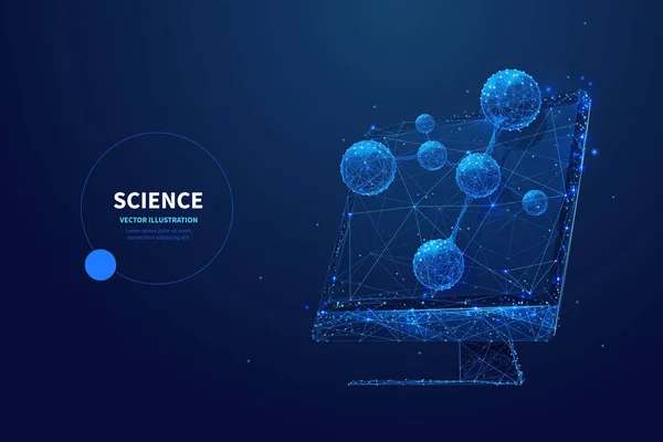 Futuristic science low poly wireframe banner vector template — 图库矢量图片