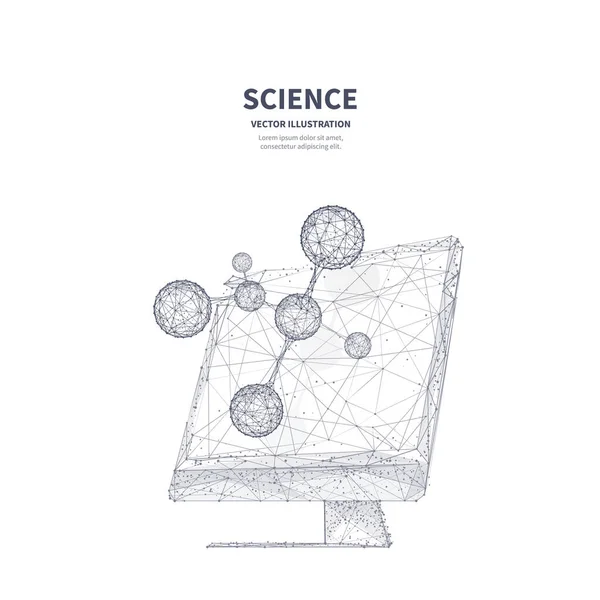 Isolierter Monitor mit Molekülmodell — Stockvektor