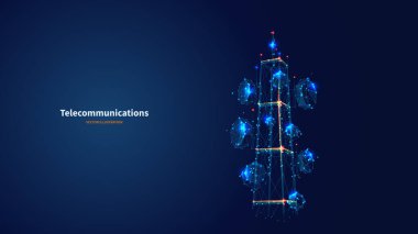 Mavi soyut 3D izole telekomünikasyon kulesi