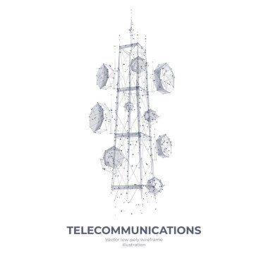 Soyut 3D izole edilmiş telekomünikasyon kulesi