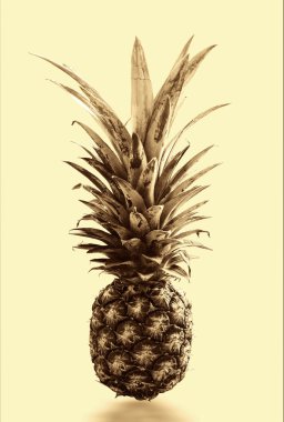 Sarı arka planda ananas.