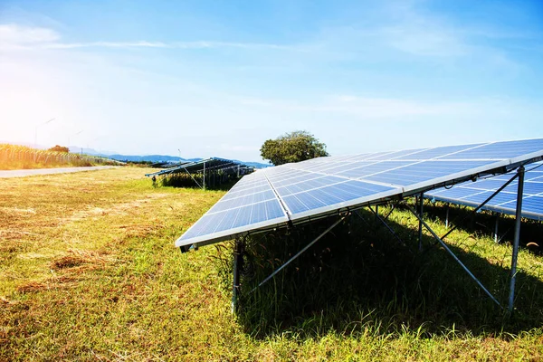 Painéis solares no gramado . — Fotografia de Stock