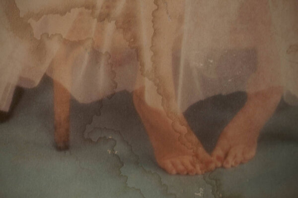 Foot woman of old image.