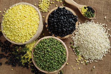 fındık ve arpa çuval üzerinde.