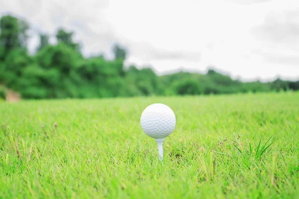 Μπάλα του γκολφ με πράσινο φόντο. — Φωτογραφία Αρχείου